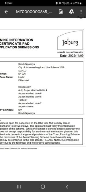 Zoning Certificates Municipality Johannesburg